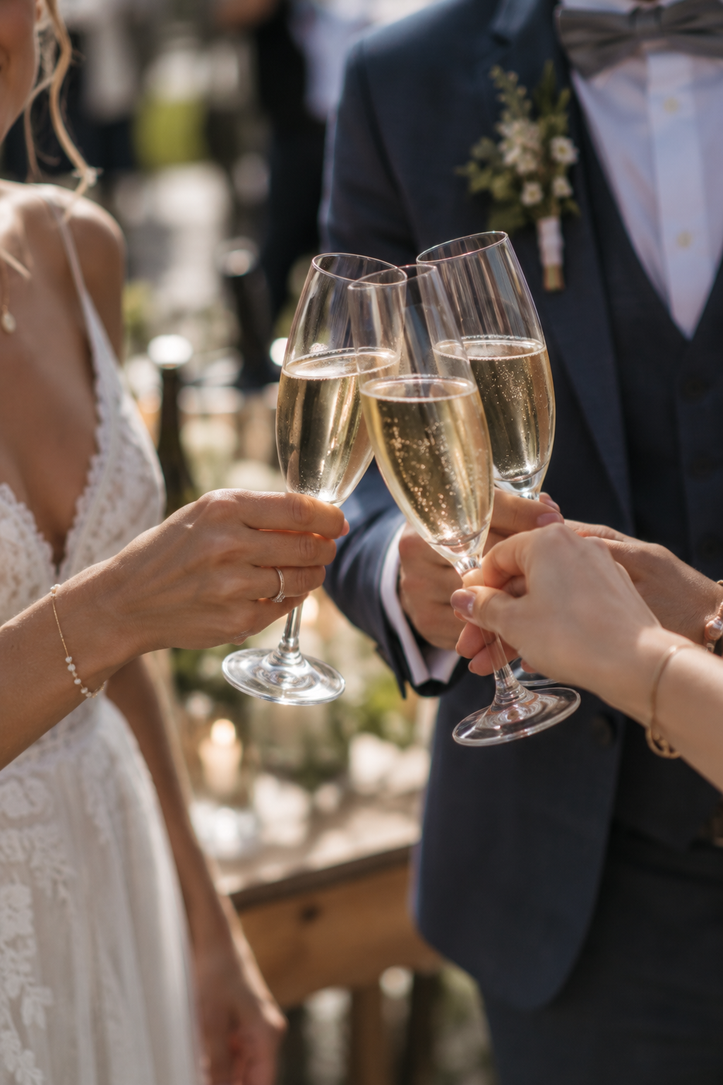 Champagnergläser beim Hochzeitstoast